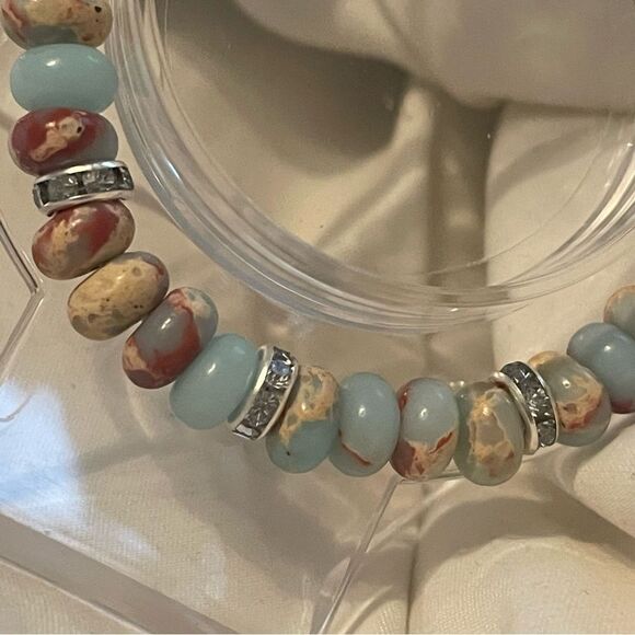 Protection crystal beads beaded bracelet stretch snakeskin sea sediment Jasper - Picture 8 of 9